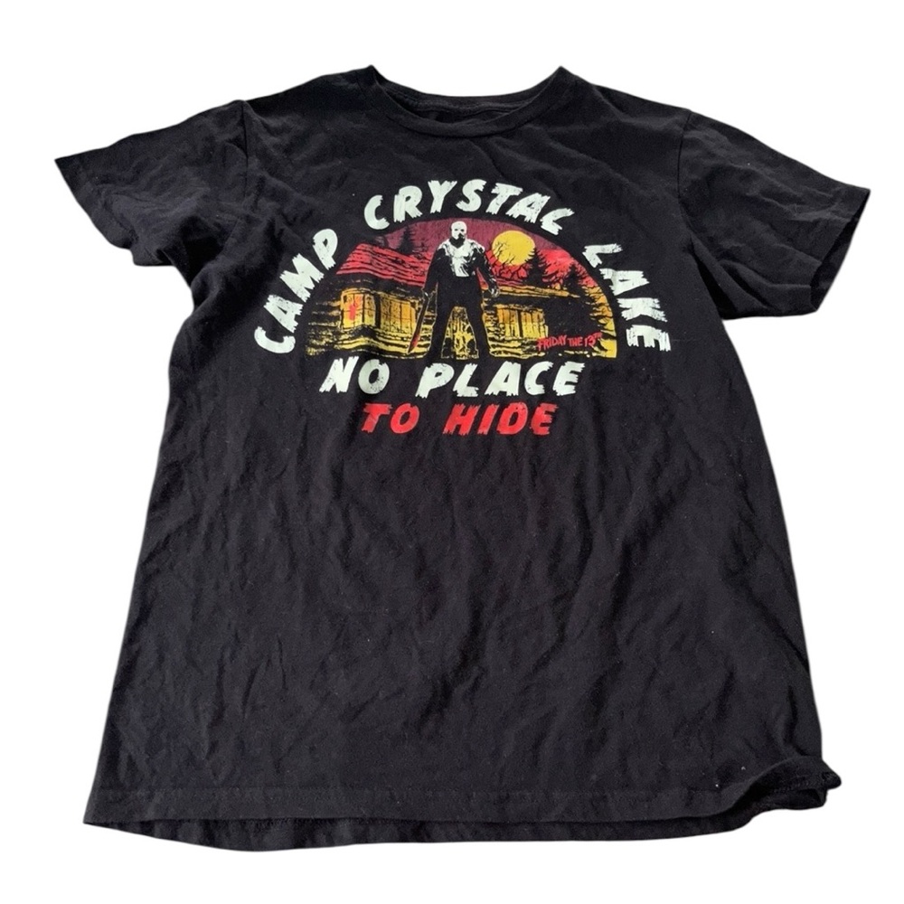 Friday the 13th Men’s Black Camp Crystal Lake Graphic T-Shirt Size Small